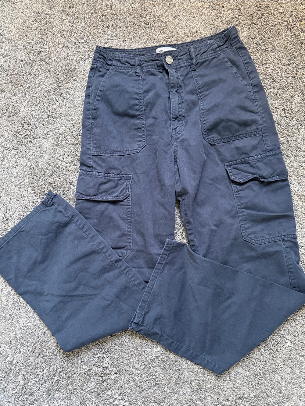 Zara Navy Cargo Pants - Classic Utility Style